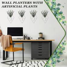 Jexine Hanging Planters With Artificial Eucalyptus Metal Hanging Vase Indoor Plants Holder Modern Geometric Boho Bathroom Wall Decor For Living Room Home Office (,4 Pcs) - White - 查看 6