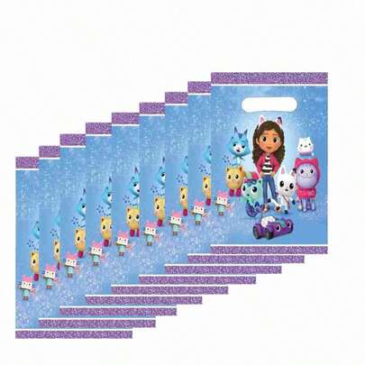 10pcs Gabby Dollhouse Cartoon Anime Accessories, Party Decoration Supplies, Gift Bags, Small Gifts For Friends And Family, Random Styles