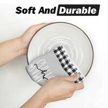 [Christmas Decoration] 2Pcs/4Pcs Black White Buffalo Plaid Snowman Xmas Trees Christmas Kitchen Towels Dish Towels, 16x24 Inch Daily Buffalo Plaid Winter Room Funky Home Decoration Hand Towels