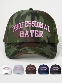 1pc Y2K Embroidered "PROFESSIONAL" Mesh Trucker Cap, Breathable Adjustable Golf Sun Hat, Fashionable Curved Brim Sun Hat For Women And Men, Suitable For Summer