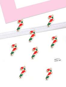 5/10/20pcs Small Crutch Alloy Oil Drop Pendant Christmas New Year Hair Accessories Bracelet Pendant DIY Jewelry Accessories