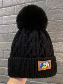 1 件男女通用秋冬保暖针织帽，时尚双面护耳帽，时尚字母刺绣提花设计 - 帽子 - 查看 9