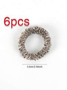 1/6pcs Gray Crystal Napkin Rings, Stretchable Elastic Crystal Napkin Holder For Wedding Party Table Decoration - Grey - View 5