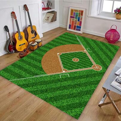 Alfombra de béisbol para recámara, 5 x 7 pies, antideslizante, para sala de estar, decoración de sala de béisbol