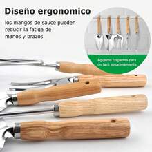 Jardineria Herramientas, Juego de 5 Herramientas para Jardín, Pala, Tenedor, Rastrillo Herramientas para Jardinería, Kit de Herramientas de Jardinería Resistentes de Acero Inoxidable - 1 - Ver 7