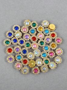100pcs/Pack, 10mm 12mm Mixed Color Gold Base Claw Rhinestones, Hand-Sewn Sunflower Claw Rhinestones, Hand-Sewn Glass Rhinestone Beads, Sunflower Rhinestone Beads For Clothing Accessories