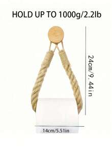1/2pcs Wall Mounted Jute Rope Toilet Paper Holder, No Drilling Bathroom Jute Rope Tissue Roll Dispenser, Kitchen Wall Mounted Paper Towel Rack With Hooks, Suitable For Replacing Rolls - Modern Home Decor Bathroom Accessory