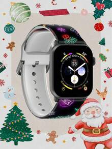 1pc Colorful Deer Head Soft Elastic Breathable Wristband Replacement Watch Band Compatible With Samsung, Garmin, Honor Smartwatches, Apple Watch 38mm 40mm 41mm 45mm 44mm 42mm 46mm 49mm, Fashionable Casual Multi-Color Silicone Strap Compatible With Apple Watch Ultra Series SE/11/10/9/8/7/6/5/4/3/2/1