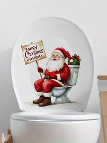 1pc Funny Santa Toilet Sticker Whimsical Santa Claus Toilet Lid Sticker PVC Self-Adhesive Toilet Lid Decal Christmas Festive Bathroom Decoration 9.84*11.81in/11.61*11.61in For Bathroom Toilet Cover Bedroom Living Room Dining Room Study Entrance Wall Decor Create A Christmas Holiday Atmosphere Make Room Decoration More Interesting Home Decor Christmas Decorations Wall Stickers Wall Sticker Stickers Christmas Decorations Home - Multicolor - View 4