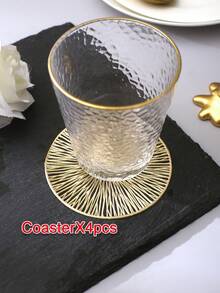 1/4/8pcs Set, PVC Material, 15-Inch Placemats And 3.9-Inch Coasters, Suitable For Kitchen, Dining Table, Indoor/Outdoor Use, Washable, Heat-Resistant, Easy To Wipe, Applicable For Camping, Holidays, Weddings, Parties - Gold - View 9