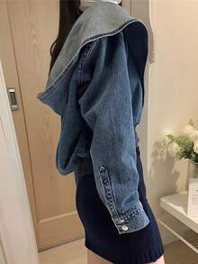 デニムトップス レディース ショート丈 フード付き 春夏秋冬 トップス 可愛い 上着 通勤 日常 ゆったり アウター ジージャン ｇジャン アウター デニムジャケット - ブルー - チェックする 3