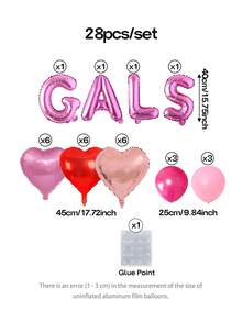 Bộ 28 phụ kiện trang trí tiệc ngày lễ tình nhân Galentine, bóng bay chữ "GALS" màu đỏ tía 16", bóng bay hình trái tim màu đỏ, hồng và vàng hồng 18", bóng bay cao su màu đỏ tía và pastel 10", thích hợp cho tiệc Galentine, tiệc Gals, tiệc độc thân dành cho quý cô - Nhiều màu - Xem 3