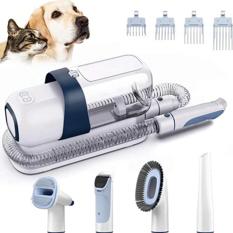 LMVVC Pet Grooming Kit With Vacuum For Dogs And Cats Groomer Tools Poodle Puppy Cleaning - Blue - View 1