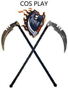 1 pieza Guadaña de la Parca de bronce vintage gris oscuro unisex, accesorio de disfraz de la muerte, adecuado para atuendo diario, fiesta de Halloween, actuación de festival