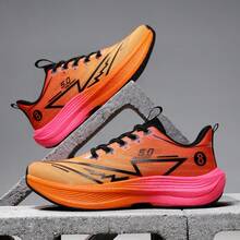 Unisex Running Shoes, Shock-Absorbing, Lightweight, Carbon Plate, Sports Sneakers For Students, Teens, All Seasons - Orange - View 11