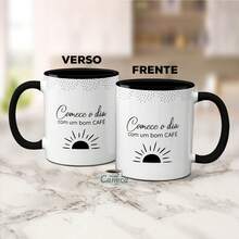 Minimalist Coffee Mug Start The Day Funny Phrase - Black - View 2