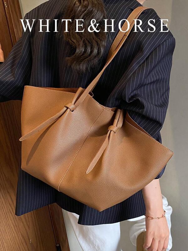 Large Capacity Fan-Shaped Tote Bag, New European And American Vintage Suede Commuter Handbag, Shoulder Bag, Shopping Basket