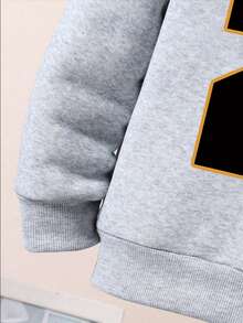 Áo hoodie ấm áp in chữ và quần nỉ thường ngày cho bé trai - Xám - Xem 4