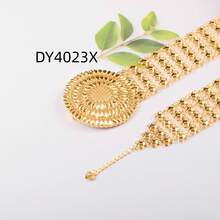 1pc 18K+ Gold Plated Geometric & Floral Engraved Waist Chain, Unisex, Suitable For Weddings, Celebrations, Gifts For Lovers, Brothers, Fathers, Symbolizing Strength And Elegance