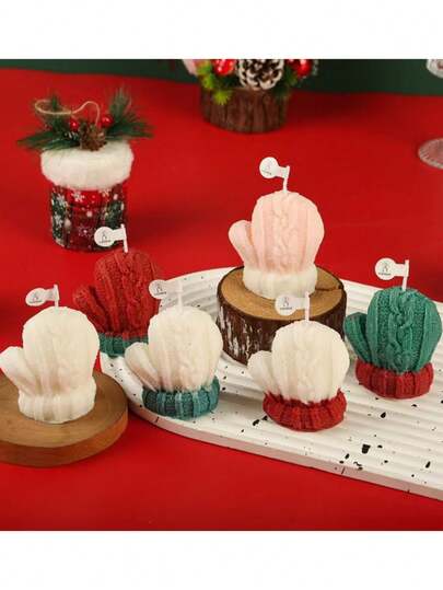 1pc New Cute Christmas Knitted Glove Candle Mold, Christmas Eve & Christmas Gift Decor