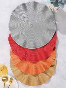 1 pieza/4 piezas/6 piezas/12 piezas Manteles individuales redondos tejidos con patrón de onda bohemio, de 15 pulgadas, de unicolor, para decoración de mesa de cocina, almohadillas antideslizantes para tazas, platos, cuencos, adecuadas para festivales, fiestas, cumpleaños, bodas, banquetes, decoración de mesa, decoración del hogar, decoración de dormitorio