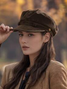 1pc Women's Solid Color Fashionable Versatile Retro Beret Hat, Suitable For Autumn/Winter, Stylish Artist Cap, High-Quality Warm Newsboy Cap For Daily Commute, Camping, Travel, Hiking, Theme Parks, Cafes, Farms, Gatherings, Parties, Photo Shoots - MM2271 - View 2