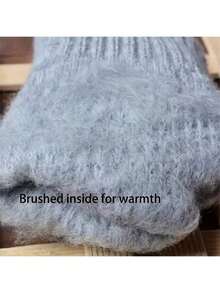 2 Pairs Unisex Winter Warm Gloves, Thickened Knitted Fleece Gloves, Suitable For Men And Women, Perfect New Year Or Valentine's Day Gift, Fashionable Solid Color Thick Warm Knitted Gloves, Keeps Women's Hands Warm Even In -30°C/-22°F - Multicolor - View 9