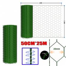 Sechskantgeflecht 6-Eck 25m - 50cm hoch - Gartenzaun Maschendraht - Maschenweite 25mm Drahtgitter Zaun - PVC-beschichtetes Grün Gartenzaun