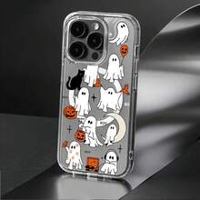 Funda transparente para móvil estilo Halloween con anillo magnético, compatible con phone 16, 15 Pro, 14 Pro, 13 Plus y 12. Funda transparente para móvil con diseño de calabaza y estampado negro, resistente a golpes y caídas, no se amarillea. Diseño festivo y espeluznante. Ideal para compras navideñas y usuarios. - transparente - Ver 4