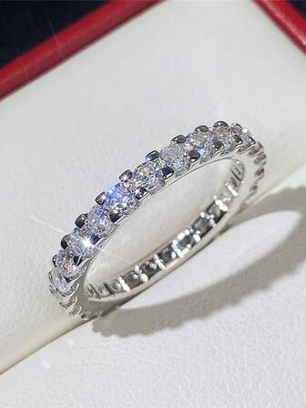 1 pieza Anillo de circonita cúbica de moda para mujer, regalo de joyería para boda y aniversario
