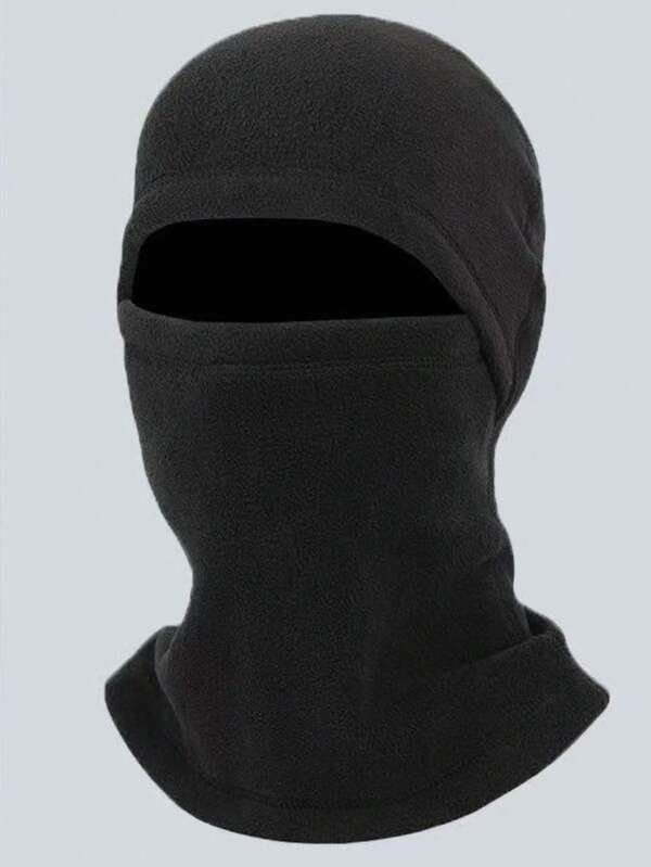 1 Set Autumn/Winter Knitted Warm Hat & Neck Gaiter, Thermal Lined Windproof Ski Mask, Solid Color Casual Polyester