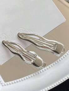 2pcs Women Minimalist Metal Silver Hair Clip,Hair Barrettes,Decorative Hair Accessories For Women Street Gold Head Piece Hair Clips Hair Claws, School Stuff - 金色 - 查看 6