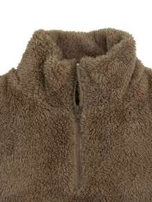 2025 New Women's Solid Color Fleece Two-Piece Set, Zipper Long-Sleeved Top And Slim-Fit Pants, Machine Washable, Winter Clothes For Women - 棕色 - 查看 5