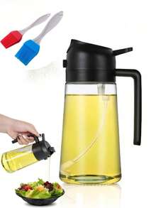 1pc 470ml Kitchen Reusable Oil Sprayer Bottle, High Pressure Oil Mister Dispenser, Glass Oil Sprayer Bottle For Cooking, Baking, Salad, Grilling, Kitchen Tool (Random Style & Color)