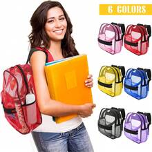 Semi-Transparent Mesh Backpack, See Through College Backpack With Padded Shoulder Straps For Swimming, Outdoor Sports