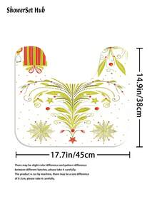 1/3/4pcsGreen Christmas Tree Winter Shower Curtain Bathroom Set, Minimalist Cartoon Waterproof And Wear-Resistant Accessories,With 12 Hooks - Includes Toilet Seat Cover, Bath Mats, And Rugs - Non-Slip Polyester Fabric - Washable - Perfect For Holiday Decor,Home/Bedroom/House/Western Decor,