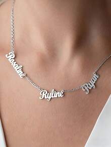 Customized Minimalist Elegant Personalized Multi-Chain, Multi-Font Selectable Pure English Letter Name Necklace, 18K Gold Plated Stainless Steel Material, Gold/Silver Color Options, Delicate Jewelry, Suitable For Couples, Friends, Family - Customizable Text/Name - Ideal Gift For Christmas, Valentine's Day, Birthday, Anniversary - Elegant His & Her Jewelry Matching, Necklace