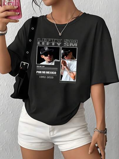 Photo Women's Casual TShirt 220g Crew Neck 100% Cotton Tee 1Pcs Lefty  Graphic Print T Shirt Streetwear Style