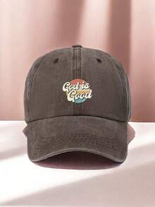1pc God Is Good Graphic Print Classic Baseball Cap - Vintage Distressed, Lightweight, Adjustable, Solid Color, Unisex Casual Sports Hat - Perfect Dad Hat For Outdoor Activities