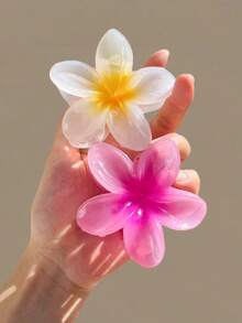 6pcs/1pc 7.3cm/2.87in White, Yellow, Pink, Blue, Purple, Orange Beach Hibiscus Flower Shaped Random Mixed Color Lightweight Plastic Hair Clips, Fashion Versatile High-End Elegant Simple Solid Color Hair Claws, Suitable For Daily Outing, Casual, Party, Commute, Beach Holiday, Ponytail, Bun, Face Washing, Makeup, Outfit Accessory Winter Hair Clutch Elegant Claw Clips Women Hair Accessories - Multicolor - View 15
