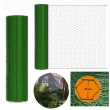 Sechskantgeflecht 6-Eck 25m - 50cm hoch - Gartenzaun Maschendraht - Maschenweite 25mm Drahtgitter Zaun - PVC-beschichtetes Grün Gartenzaun