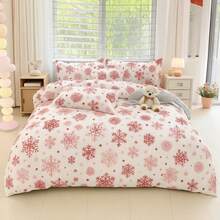 2/3 Stücke Weihnachts-Bettwäsche mit Weihnachtsbaum, Weihnachtsmann mit Weihnachtsmütze und Rentier Digitaldruck auf weichem Samt Bettbezug Set für Weihnachts-Bettwäsche, Bettbezug & Kissenbezug geeignet für Schlafzimmer, Gästezimmer, Spielzimmer, Hotel, Studentenwohnheim, Heimdekoration - Rot-Weiß - Übersicht 2