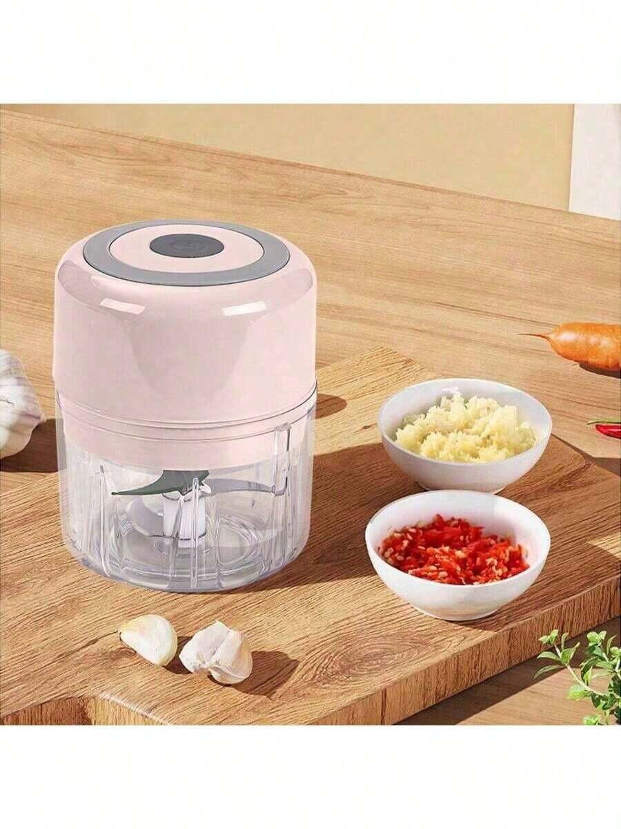 Electric Chopper For Food,Pink,Garlic Stirr, Mini USB Rechargeable Wireless Food Processor With 304 Stainless Steel, 2 Sharp Blades, Portable Kitchen Meat Grinder For Onion, Garlic, Ginger, Pepper, Almond, Nuts - Pink - View 1