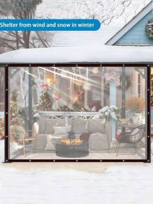 1pc Heavy Duty Transparent Polyester Waterproof Tarp With Grommets, Suitable For Home Porch, Greenhouse, Camping, Outdoor, Plants, Garden, Yard, Cat Litter, Firewood Pile, Patio Furniture, Dog House, With 1 Roll Tear-Resistant Rope - Transparent - View 7