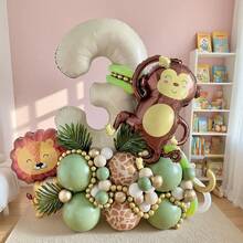Digital Animal Balloon Column, 0-9 Jungle Wildlife Park Birthday Balloons, Suitable For Animal Balloon Decoration, Happy Birthday, Parties, Weddings, Birthday Party Decoration, Halloween, Christmas, Valentine's Day Decoration
