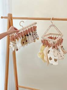 1 Stück Baby Kleiderbügel, Neugeborenen Socken Trockengestell, faltbarer Kleiderbügel mit mehreren Clips, windgeschützter Kleiderbügel für Kinderschrank Aufbewahrung