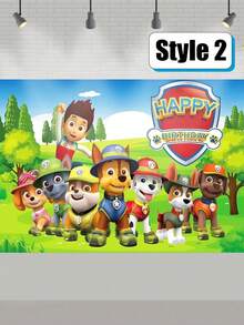 Paw Patrol Paw Patrol 1pc Paw Patrol Theme Photography Backdrop Cloth, Birthday Party Decoration Banner, Background Props, Atmosphere Background Cloth, Ceremony Background Cloth, Party Photo Banner