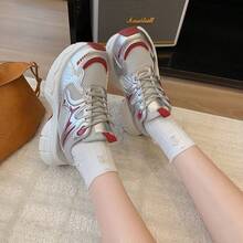 Red Niche Chunky Sneakers For Women, 2025 Summer New Versatile Student Campus Style Lightweight Casual Shoes, - Red - View 2