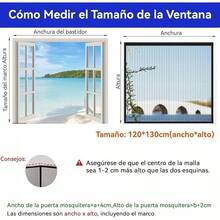 Mosquitera para ventana, mosquitera de ventana con cinta adhesiva, cortina de mosquitera de 80x120cm (130x150cm) - 60x120cm-Blanco - Ver 7