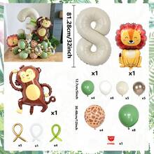 Digital Animal Balloon Column, 0-9 Jungle Wildlife Park Birthday Balloons, Suitable For Animal Balloon Decoration, Happy Birthday, Parties, Weddings, Birthday Party Decoration, Halloween, Christmas, Valentine's Day Decoration